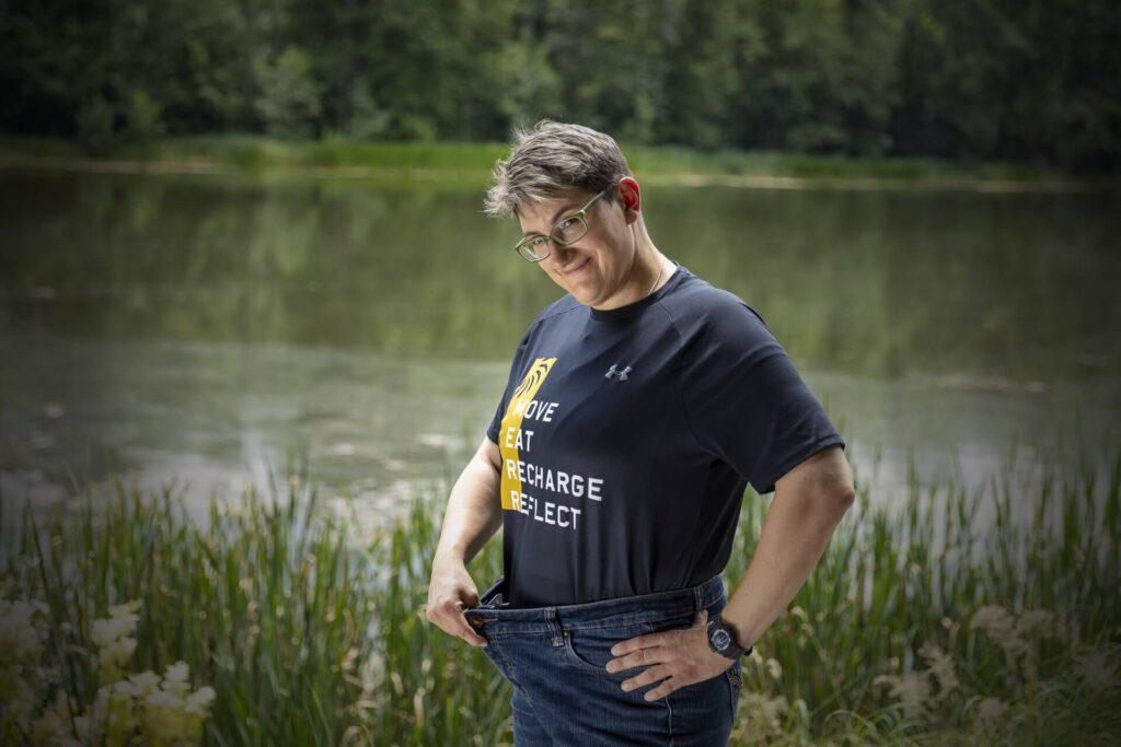 Mit dem Personal Trainer in Stuttgart abnehmen. Astrid hat durch das Personal Training große Erfolge beim Abnehmen in Stuttgart erzielt.